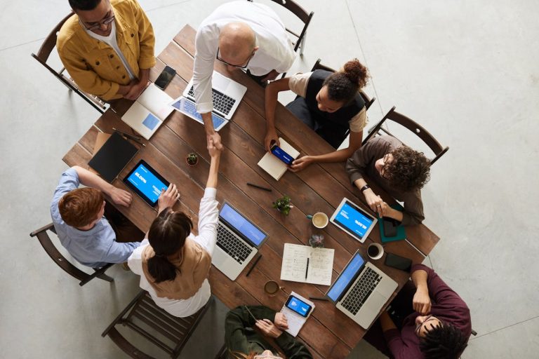 Leadership team meeting around a conference table