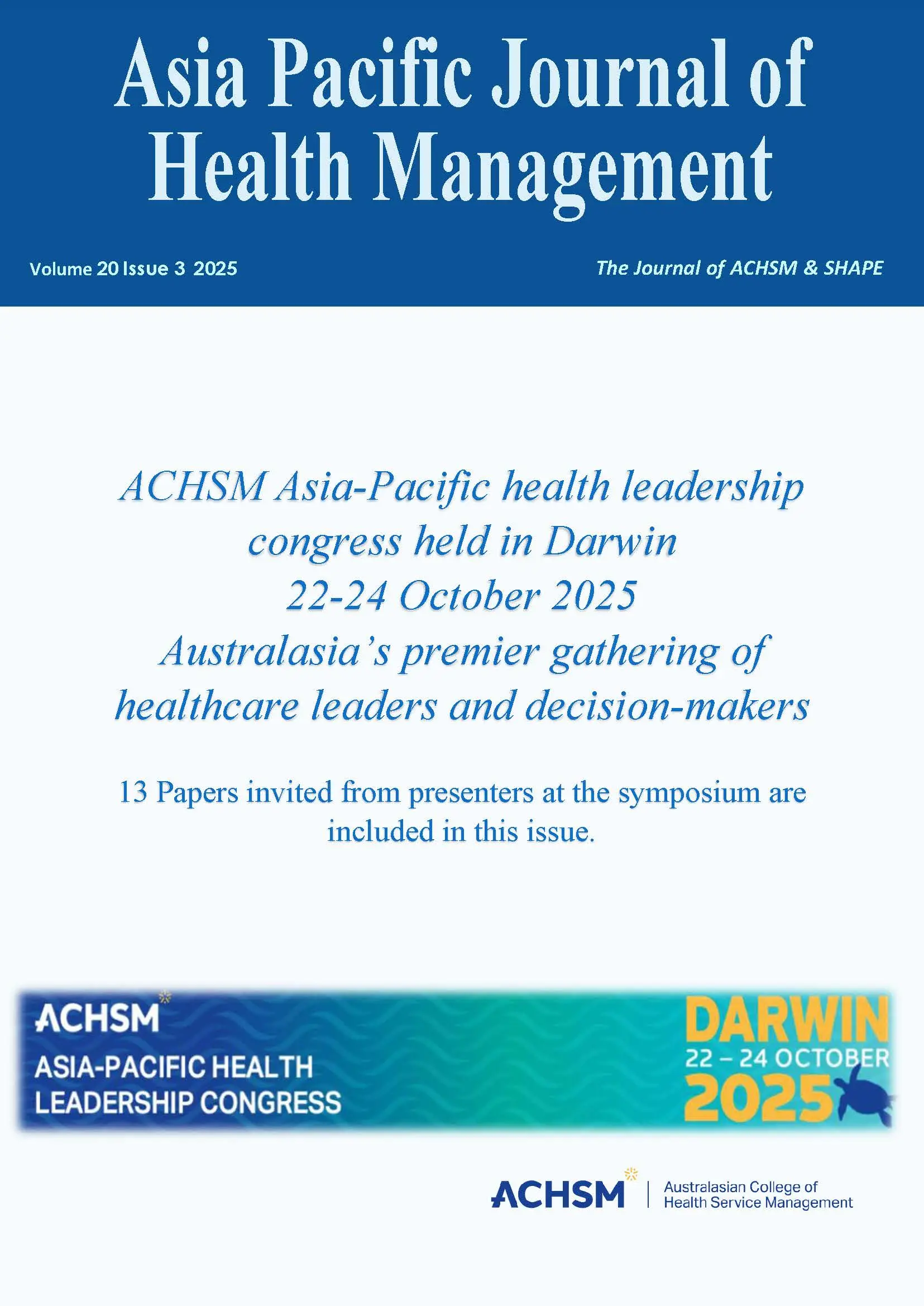 ACHSM Journal cover
